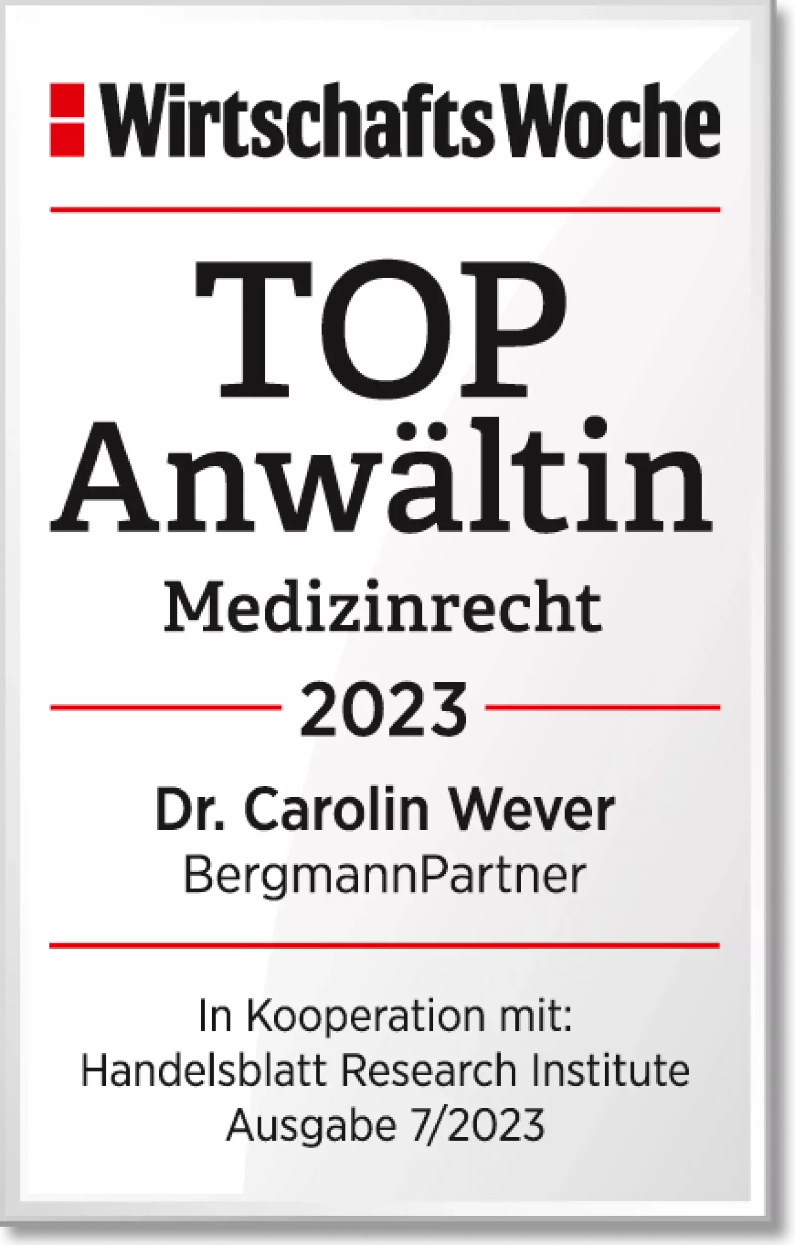 WiWo_TOPAnwaeltin_Medizinrecht_2023_Dr_Carolin_Wever WiWo_TOPAnwaeltin_Medizinrecht_2023_Dr_Carolin_Wever